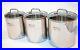 All-Clad Stainless Steel Canisters 3 Piece w Glass Lids VERY Rare Find Tight Sea