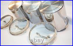 All-Clad Stainless Steel Canisters 3 Piece w Glass Lids VERY Rare Find Tight Sea