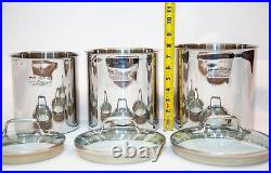 All-Clad Stainless Steel Canisters 3 Piece w Glass Lids VERY Rare Find Tight Sea