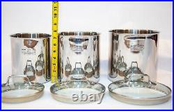 All-Clad Stainless Steel Canisters 3 Piece w Glass Lids VERY Rare Find Tight Sea