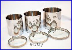 All-Clad Stainless Steel Canisters 3 Piece w Glass Lids VERY Rare Find Tight Sea