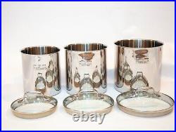 All-Clad Stainless Steel Canisters 3 Piece w Glass Lids VERY Rare Find Tight Sea