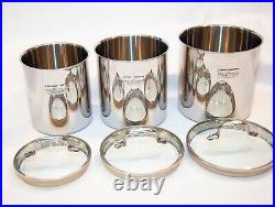 All-Clad Stainless Steel Canisters 3 Piece w Glass Lids VERY Rare Find Tight Sea