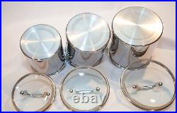 All-Clad Stainless Steel Canisters 3 Piece w Glass Lids VERY Rare Find Tight Sea