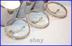 All-Clad Stainless Steel Canisters 3 Piece w Glass Lids VERY Rare Find Tight Sea