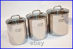 All-Clad Stainless Steel Canisters 3 Piece w Glass Lids VERY Rare Find Tight Sea