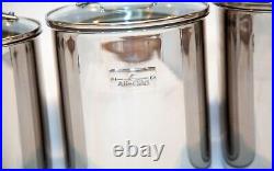 All-Clad Stainless Steel Canisters 3 Piece w Glass Lids VERY Rare Find Tight Sea