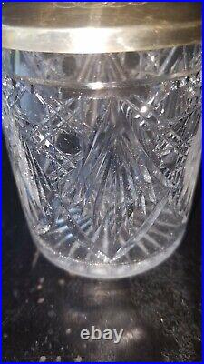 American Brilliant Cut Jam Jar with sterling silver top