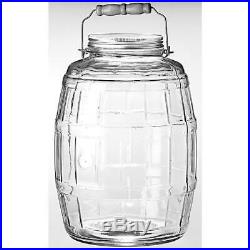Anchor Hocking 2.5 Gallon Glass Barrel Jar With Lid, Sturdy Metal Handle