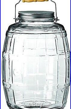 Anchor Hocking 2.5 gal. Glass Barrel Jar Gallon Brushed Aluminum Handle Large