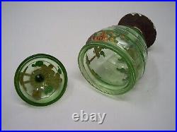 Anchor Hocking BLOCK OPTIC Green Candy Jar tall decoupage finish Uranium glass