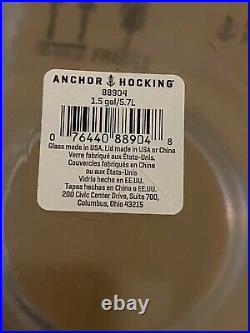 Anchor Hocking Montana Glass Jar with Fresh Sealed Lid Black Metal 1.5 Gallon
