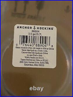 Anchor Hocking Montana Glass Jar with Fresh Sealed Lid Black Metal 1.5 Gallon