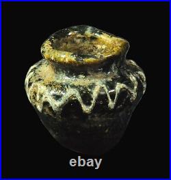 Ancient Eastern Mediterranean Rod Formed Glass Jar