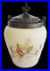 Antique 1800s Mt Washington Custard Satin Biscuit Jar w Lid Hand Painted Flowers