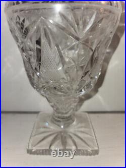 Antique 1890s EAPG Pressed Model Flint Glass Peerless Apothecary Lidded Jar