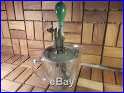 Antique 1923 Hand Mixer Glass Jar Green Handle Egg Beater GUC! Farmhouse