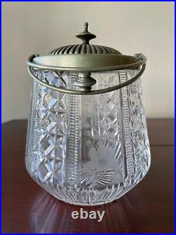 Antique American Brilliant Cut Crystal Biscuit Jar