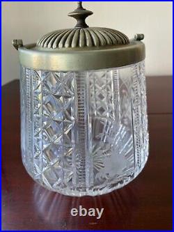 Antique American Brilliant Cut Crystal Biscuit Jar