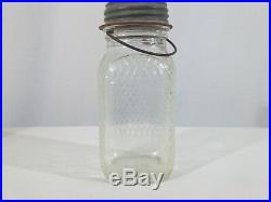 Antique Ball Clear Glass Wire Bail Handle Quart Canning Preserve Jar withzinc Lid