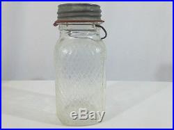 Antique Ball Clear Glass Wire Bail Handle Quart Canning Preserve Jar withzinc Lid