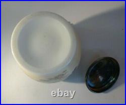 Antique Biscuit Jar Pewter Lid Handle Jar 6 1/2