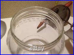 Antique Butter Churn 4QT Glass Jar Metal Paddles, 13Tall, Red Handles Must