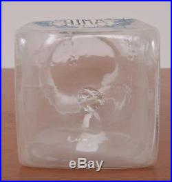 Antique CHINA Label Glass Apothecary Jar Hand Blown Fruit Handle Pontil