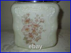 Antique C. F. Monroe Wavecrest White Glass & Handled, Biscuit Cookie Jar