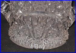 Antique Clear Pressed Cut Glass Covered Jar Thistle Pattern with Handles 8 #K10