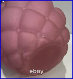 Antique Consolidated Glass Co Quilted Florette Satin Pink Biscuit Jar WithLid READ