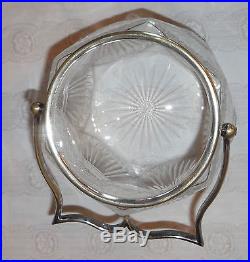 Antique Cut Glass Biscuit Jar D&A Silverplate Lid and Handle D&A 8570