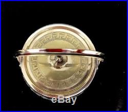 Antique Cut Glass Crystal Biscuit Cookie Jar Silverplated Greek Key Bail Handle
