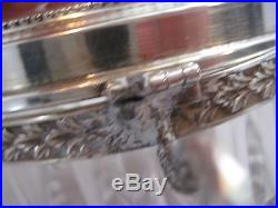 Antique Cut Glass Dresser Jar box sterling 800 Silver holder Lid with handle rare