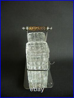 Antique Cut Glass Pickle Jars Silver Plate Holder Antler Handle C1900 F Howard