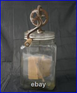 Antique DAZEY #40 Vintage Butter Churn Jar Glass Bottle Hand Crank Wood Paddles