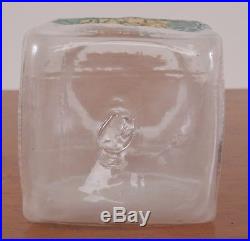 Antique DIAGRAT Label Glass Apothecary Jar Hand Blown Fruit Handle Pontil