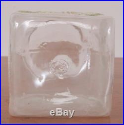 Antique Damaged Label Glass Apothecary Jar Hand Blown Fruit Handle Pontil