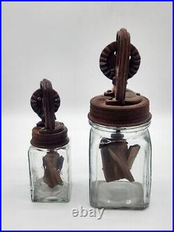 Antique Dazey Butter Churn Set of 2 churns withwooden paddles