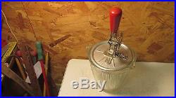 Antique Ekco AJ Glass Beater Jar Pitcher Red Handle Mint