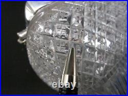 Antique English Cut Glass Strawberry Diamond Crystal Silverplate Biscuit Jar Box
