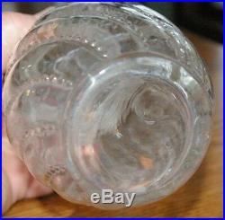 Antique Fancy Domed bail handle all glass screw cover candt jar