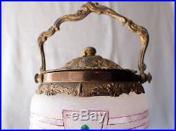 Antique French Art Deco Biscuit Barrel Cookie Jar Gilt Rococo Lid & Handle