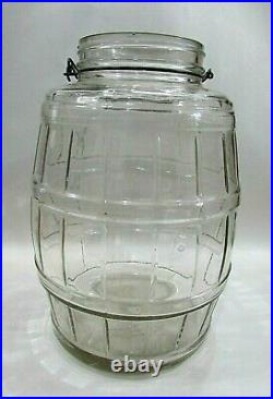 Antique General Store Counter Glass Egg Jar Pickle Barrel w Wood Handle FREE SH
