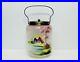 Antique Glass Biscuit Jar Cookie Barrel Hand Painted Enameled Silver Plated EPNS