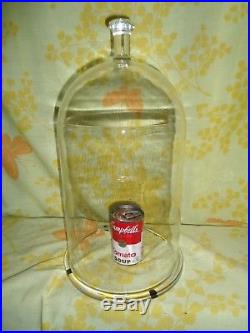 Antique Glass Dome Bell Jar With Handled Apothecary Clock Cloche Science