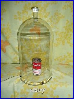 Antique Glass Dome Bell Jar With Handled Apothecary Clock Cloche Science