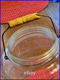 Antique Glass Pickle Jar With Wood Handle 1930's 13.5 in High Make Offer