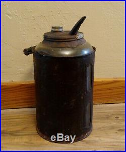 Antique Glass & Tin Oil Kerosene Can Jar with Pour Spout, Handle