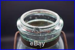 Antique Globe Aqua Blue Glass Canning Jar with Bail Handle 8 1/2 Tall